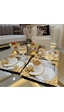 Atabey Home Collection 6'lı Kahve & Çay & Sunum Tepsisi Metal Döküm Gül Model