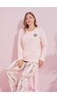 Siyah İnci Pamuklu Curve Büyük Beden Battal Boy Örme Pijama Takım24240729 Somon