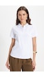 Tudors Kadın Slim Fit Dar Kesim %100 Pamuk Polo Yaka Beyaz Pike Tişört -50833