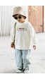 Monila Unisex Baskılı 3 İplik Kumaş Pamuklu Sweatshirt Ekru