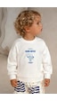Monila Unisex Baskılı 3 İplik Kumaş Bisiklet Yaka Sweatshirt Ekru