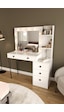 Df02121 Led Işıklı Aynalı Makyaj Masası Raflı Çekmeceli Beyaz Hollywood Model Makyaj Organizer
