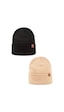 Sayzen Your Shine Unisex Basic Katlamalı 2'li Bere Set Siyah-krem