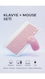 Kablosuz Bluetooth Klavye Ve Dongle Lı Mouse Seti Şarjlı Klavye Ve Fare Kombinasyonu Pembe