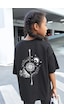 Uyguntarz Çocuk Pusula Baskılı Pamuklu Tshirt Siyah Uyguntarz Çocuk Pusula Baskılı Pamuklu Tshirt Siyah