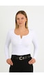 Hdm Kadın Beyaz Uzun Kollu Fitilli Patlı Çıtçıtlı Basic Örme Bluz - H6172 Hdm Kadın Beyaz Uzun Kollu Fitilli Patlı Çıtçıtlı Basic Örme Bluz - H6172