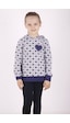 Toontoy Kız Çocuk Komple Kalp Desenli Sweatshirt Gri Melanj
