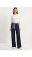 Shade Kadın Saten Kemer Detaylı Wide Leg Denim Pantolon 7510 60283941 - Lacivert