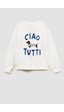 Monila Erkek Çocuk 3 İplik Kumaş Köpek Baskılı Pamuklu Sweatshirt Ekru