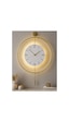 MetaQuartz Aksesuar (Büyük Boy-50*75 cm) İskandinav Kristal Ledli Pilli Duvar Saati Gold