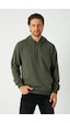 Mmetalic Erkek Haki Basic Kapüşonlu Regular Fit Normal Kesim 2 İplik Kumaş Günlük Sweatshirt Haki