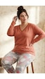 Siyah İnci Desenli Büyük Beden Battal Boy Viskon Örme Pijama Takım 26224801 Somon