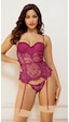 New Dreams Modern Dantelli Elegant Tasarım Jartiyer Gecelik Set Mor Mor