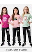 Fyk Kids 3'lü Kız Çocuk Baskılı Bel Detayı Lastikli Alt-üst Pijama Takımı Çok Renkli