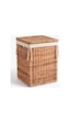 Branas Doğal Rattan Kirli Çamaşır Sepeti 80 Lt Kapaklı Ve Yıkanabilir Astarlı Hasır Sepet 40 X 40 X 57 Cm Bej