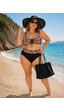 Kaplı Kesim Balenli Bağcık Detaylı Bikini Takımı Desenli Kaplı Kesim Balenli Bağcık Detaylı Bikini Takımı Desenli