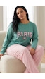 Siyah İnci Pamuklu Likralı Büyük Beden Battal Boy Örme Pijama Takım 26240935 Yeşil