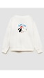 Monila Erkek Çocuk Köpek Baskılı 3 İplik Kumaş Pamuklu Sweatshirt Ekru