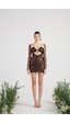 Holly Lolly Parlak Kumaşlı Bodysuit Etek Lunor Takım Kahve
