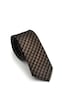 Gaffy Kahverengi Küp Desenli Bej Dokuma Kumaş Mendilli Slim Fit Kravat // Sdk-2605-6 Bej Gaffy Kahverengi Küp Desenli Bej Dokuma Kumaş Mendilli Slim Fit Kravat // Sdk-2605-6 Bej