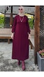 Rabia Şamlı Ecem Bordo Triko Elbise Normal