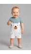 Babyden's Erkek Bebek Ayıcık Baskılı Kısa Kollu %100 Pamuk Yazlık Bebek Tulumu Yenidoğan Günlük Tulum 0-9 Ay Haki - Yeşil