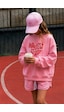 Monila Kız Çocuk 3 İplik Kumaş Baskılı Pamuklu Sweatshirt Pembe