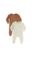 Tinylamb Spice Unisex 2 Parça Organik Pamuk Bebek Ve Çocuk Tulumu 2'li Takım Kiremit-krem