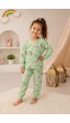 Durukoza %100 Pamuk Çocuk Pijama Takımı Kız 4 Mevsim Açık Yeşil