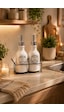 Porsima 3115 Gümüş Kapaklı Porselen 2li Sıvı Sabunluk Beyaz 700 Ml Beyaz