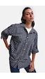 Kadın Gri Laci Ekose W6-54 Oversize Gömlek Lacivert Kadın Gri Laci Ekose W6-54 Oversize Gömlek Lacivert
