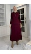 Rabia Şamlı Kumsal Triko Takım Bordo Normal