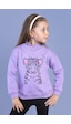 Toontoy Kız Çocuk Baskılı Balıkçı Yaka Pamuklu Sweatshirt Lila
