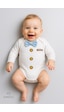 Babyden's Mini Boss Papyonlu Erkek Bebek Zıbın Uzun Kollu Yenidoğan Bebek Body Mavi Mavi