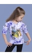 Toontoy Kids Toontoy Kız Çocuk Batik Desenli Dijital Baskılı Tişört Lacivert
