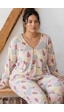 Siyah İnci Desenli Büyük Beden Battal Boy Viskon Örme Pijama Takım 26224856 Çok Renkli