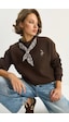 Shade Kadın Fular Detaylı Ceylan Nakışlı Üç İplik Şardonlu Oversize Sweatshirt 6916 60283615 - Acı Kahve Çok Renkli