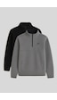 Tommy Life Dik Yaka Yarım Fermuarlı 2li Paket Siyah-gri Melanj Erkek Polar Sweatshirt - 87891 Siyah - Gri
