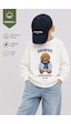 Monila Erkek Çocuk 3 İplik Kumaş Ayıcık Baskılı Pamuklu Sweatshirt Ekru