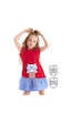 Denokids Kedi Fırfırlı Kırmızı Kız Elbise Kırmızı