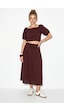 Shade Kadın Balon Kollu Crop Bluz Bağlama Detaylı Pamuklu Müslin Etek Takım Yc2728 60286287 - Mürdüm