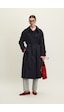 Manuka Kemerli Oversize Gabardin Trençkot Lacivert Lacivert