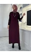Rabia Şamlı Zebra Desen Triko Elbise Bordo Normal