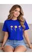 Herkesemoda Sarı Çiçekler Baskı Detaylı Basic T-shirt Mavi Herkesemoda Sarı Çiçekler Baskı Detaylı Basic T-shirt Mavi