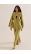 Manuka Keten Pileli Kimono Ceket Yağ Yeşili Ss26ckt00016-187
