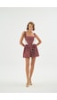 Sagaza Studio Ss6077 Pileli Mini Etek Bordo
