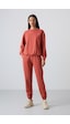 Tommy Life Tarçın Basic Pamuklu O Yaka Oversize Lastik Paça Kadın Eşofman Takım - 95287 Tarçın