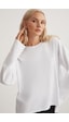 Grımelange Basıl Kadın %100 Pamuk Bisiklet Yaka Oversize Fit Uzun Kollu Beyaz T-shirt Grımelange Basıl Kadın %100 Pamuk Bisiklet Yaka Oversize Fit Uzun Kollu Beyaz T-shirt