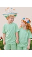 Mint Bisiklet Yaka Oversize T-shirt Çocuk Unisex %100 Pamuk