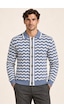 Tarz Cool Erkek Polo Yaka Zikzak Desenli Düğmeli Triko Hırka Akrilik Karışımlı Slim Fit Mavi